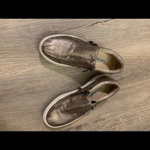 Steve Madden Gold Tennis Shoes with side zipper